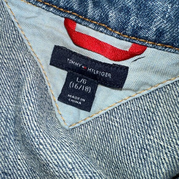Tommy Hilfigher Jean Denim Vest Boys L 16 18 Patriotic Flag 4th of July Holiday - Picture 9 of 10